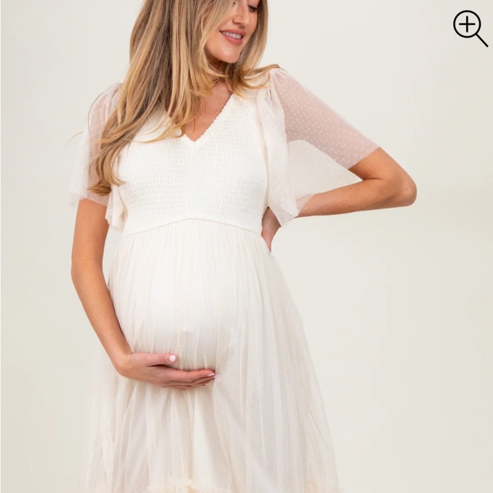 Pinkblush Cream Maternity Midi Dress